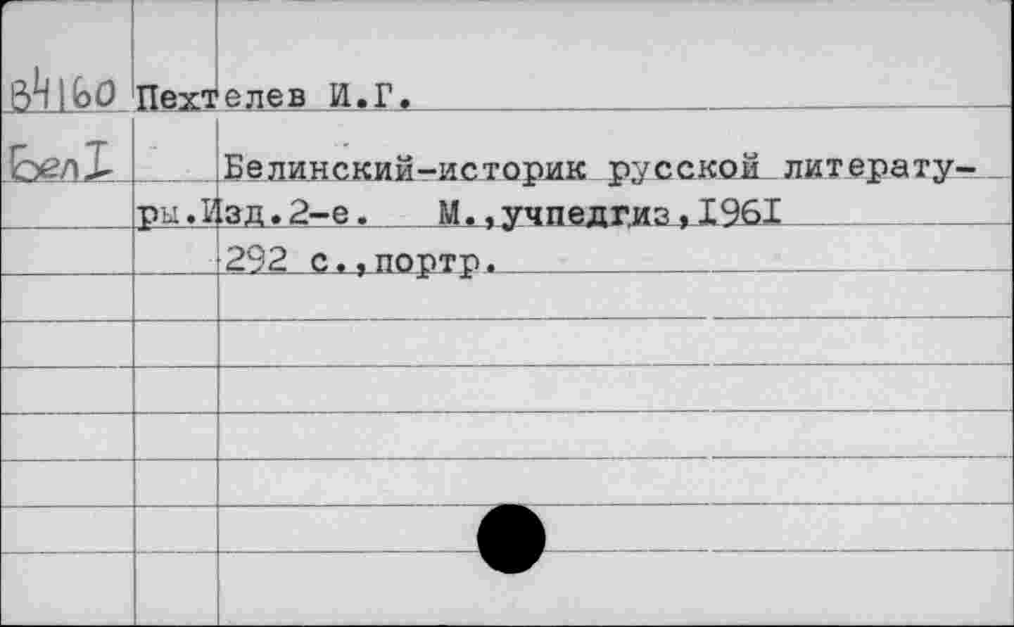 ﻿г в^ьо	Пехт	елев И.Г»
	ры.1	Бе лин ский-ис торик рус с кой лит ера ту-1зд. 2-е.	М., учпедгиз, 1961   _
		292 с.,портр.			 	
		
		
	—	—
—		
		